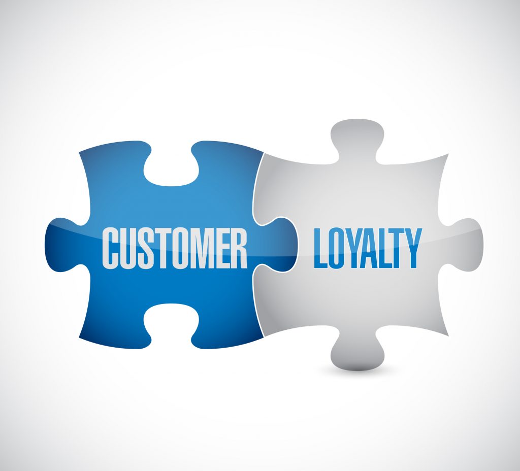 customer loyalty puzzle pieces sign concept illustration design over white